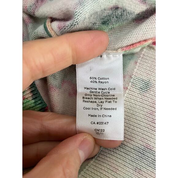 Talbots Women's S Green Red Pink Floral Button Up Cardigan Sweater - Picture 5 of 5